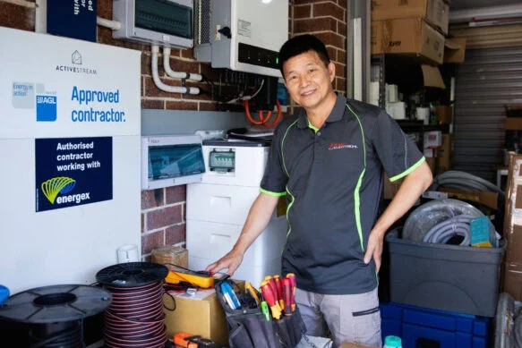 Electrician next to his tools | Featured image for the Brisbane Electricians home page of Sune Electrical